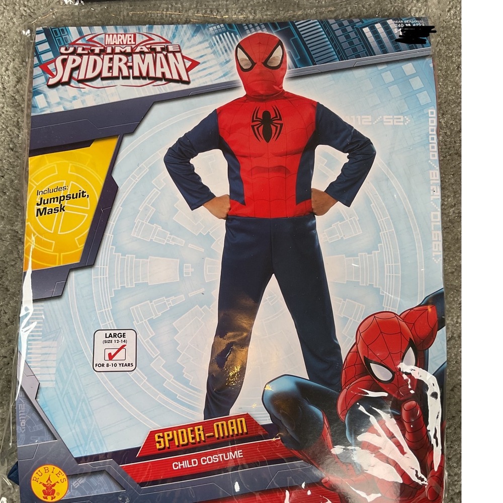 Rubies Spider-Man Costume Child Large 12-14 Red  Marvel Ultimate Jumpsuit Mask